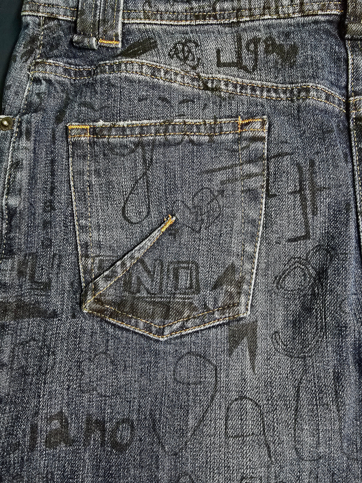 John Galliano Jupe Denim Graffitis T40