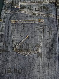 John Galliano Jupe Denim Graffitis T40