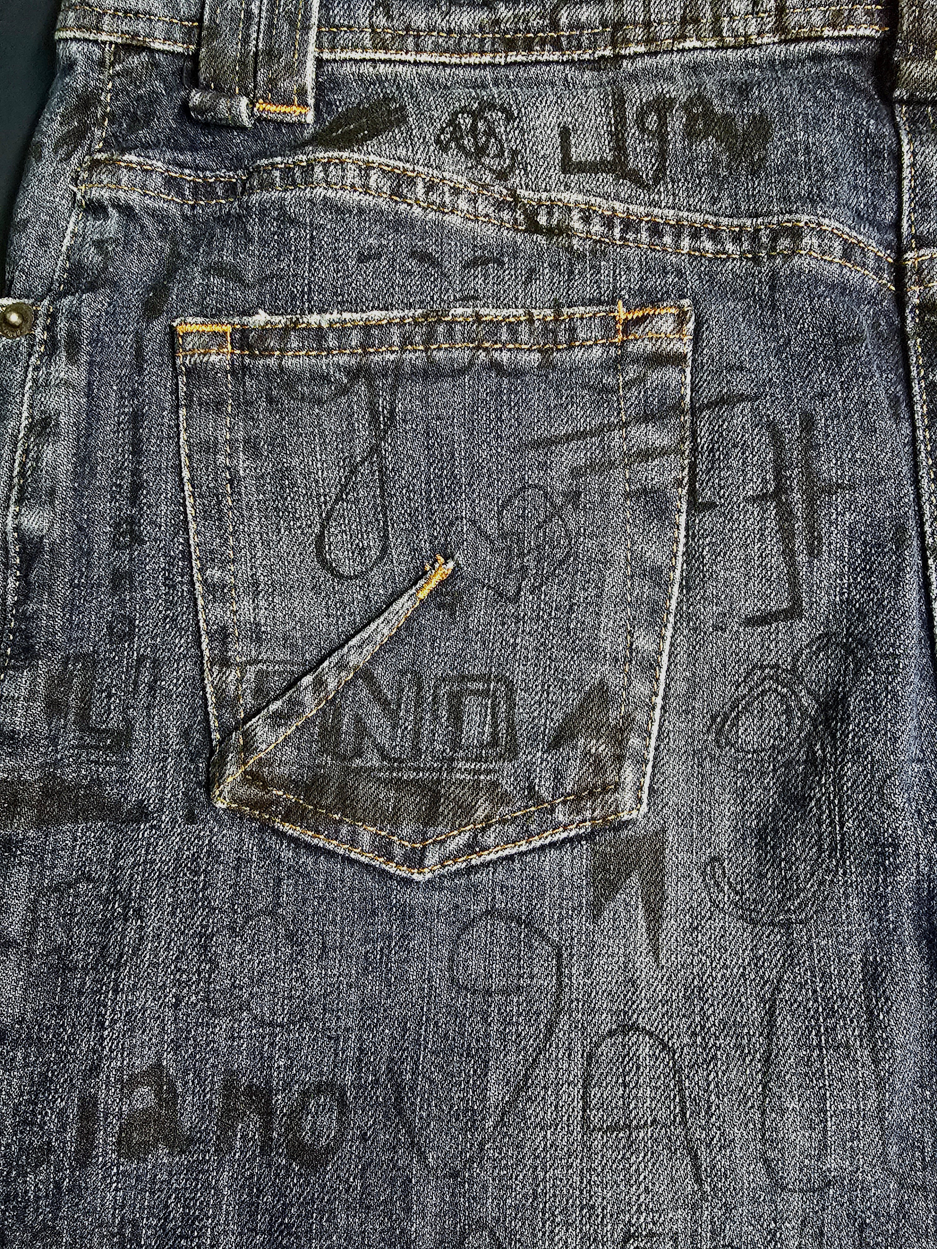 John Galliano Jupe Denim Graffitis T40