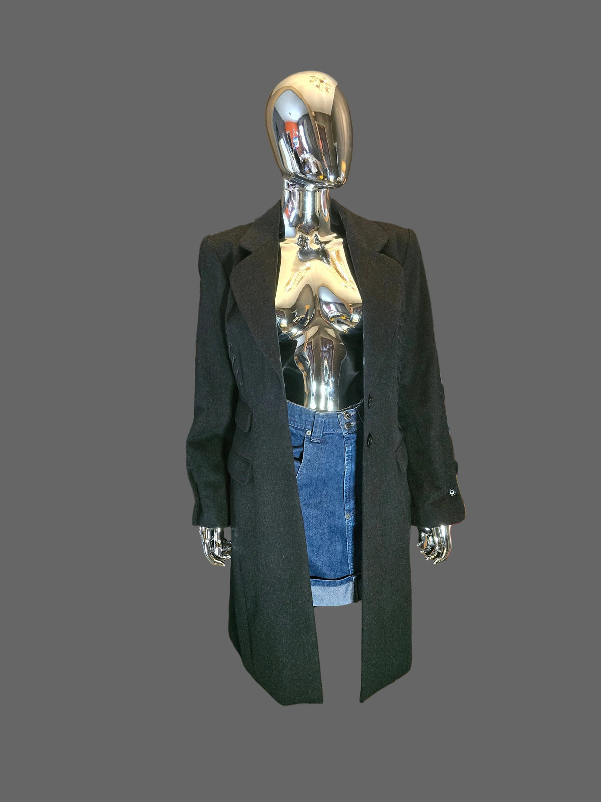 Manteau laine et cuir Paco Rabanne - L.F Lusso