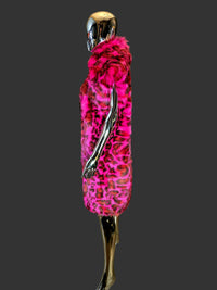 Diesel – Pink Leopard Faux Fur Sleeveless Coat – Size S