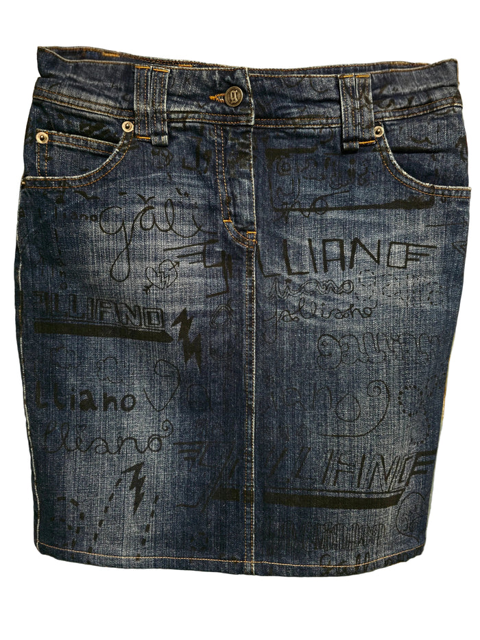 John Galliano denim skirt size 40 vintage - L.F Lusso