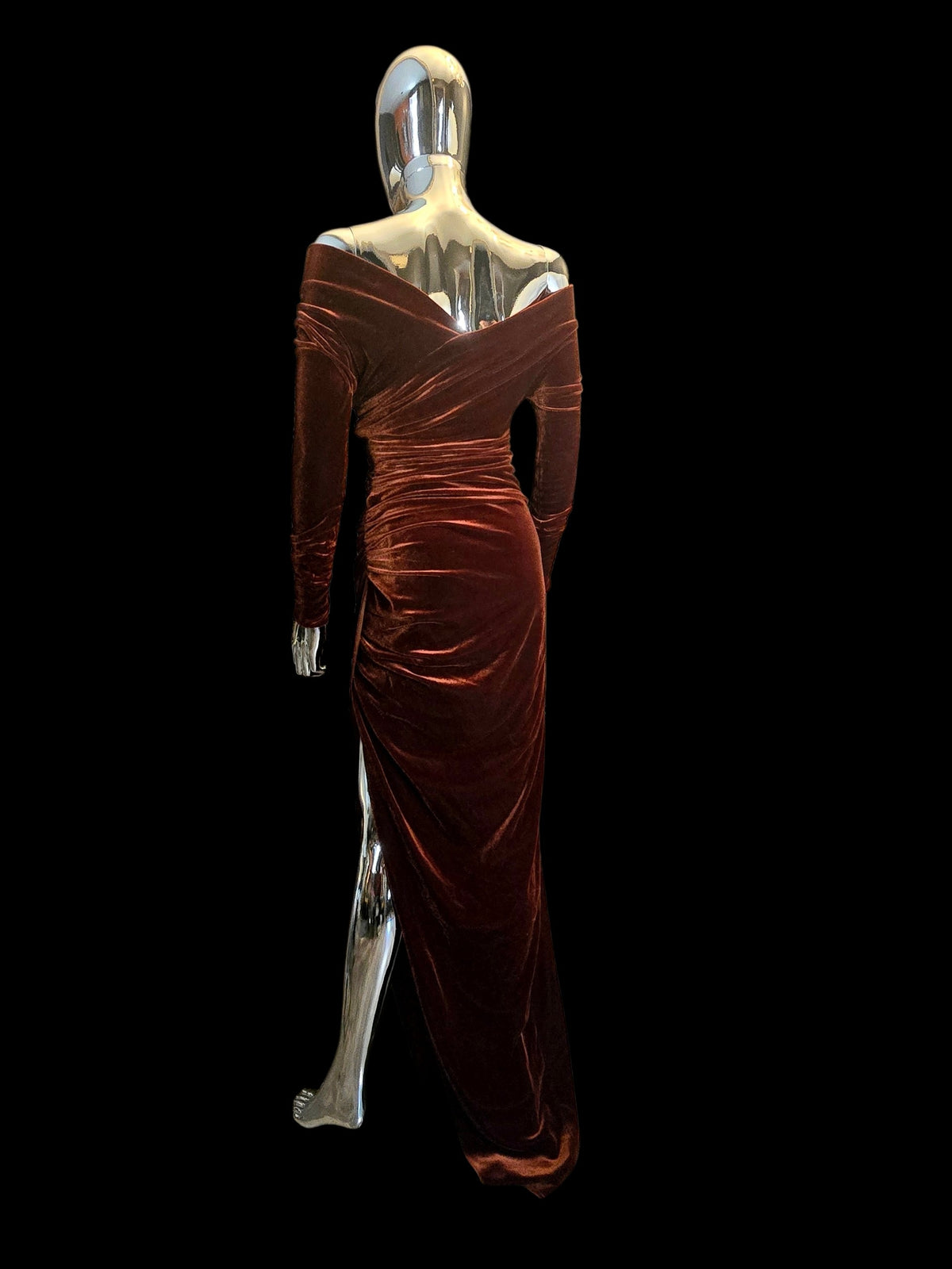 robe longue échancrée en velours Alexandre Vauthier - L.F Lusso