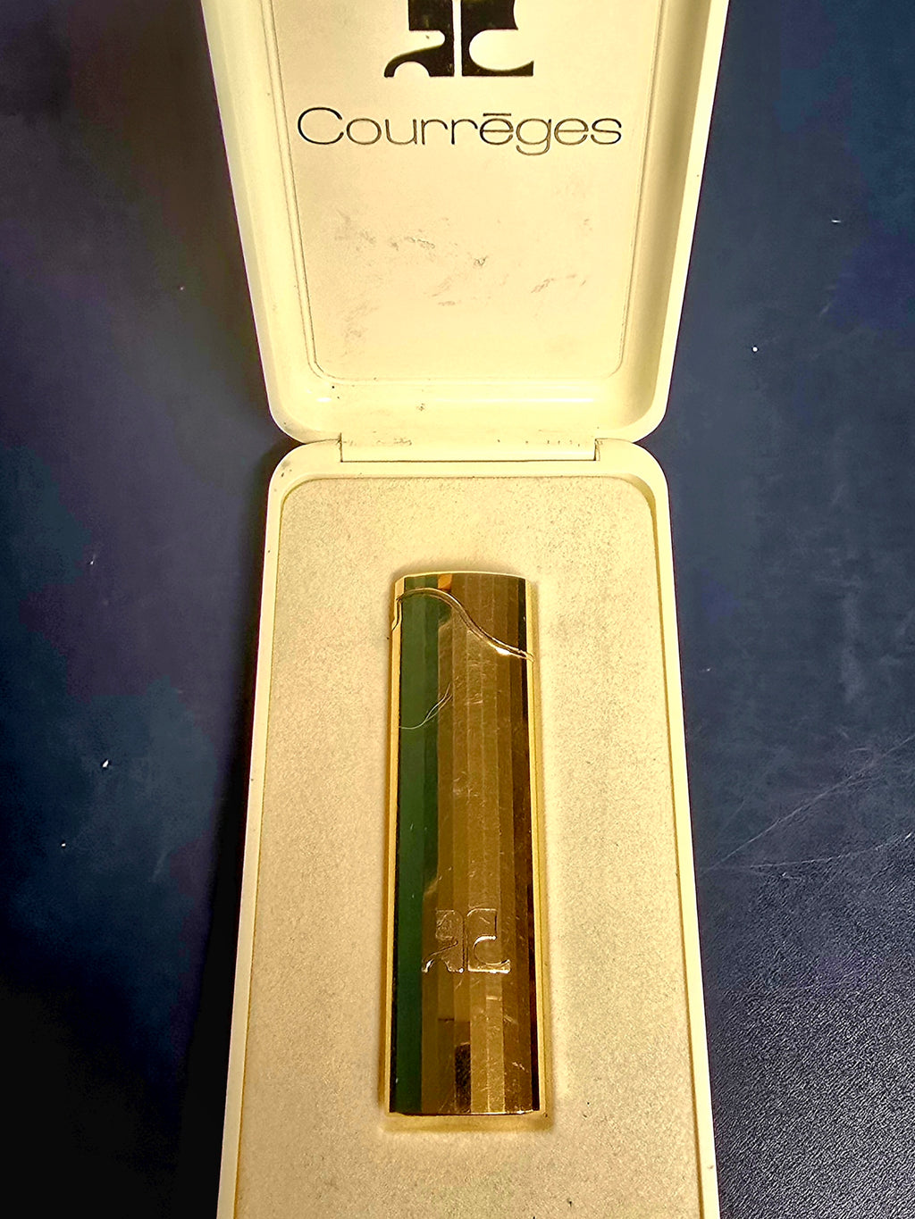 Courrèges Briquet Doré à Facettes Années 80