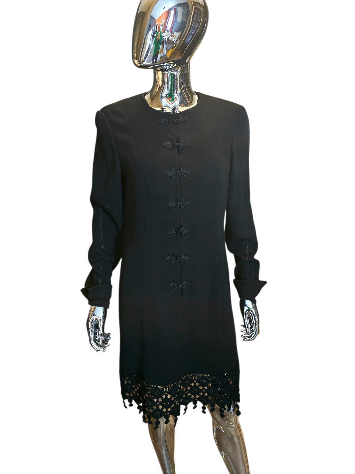 Valentino Miss V Black Asian Inspired Dress Size 38-40