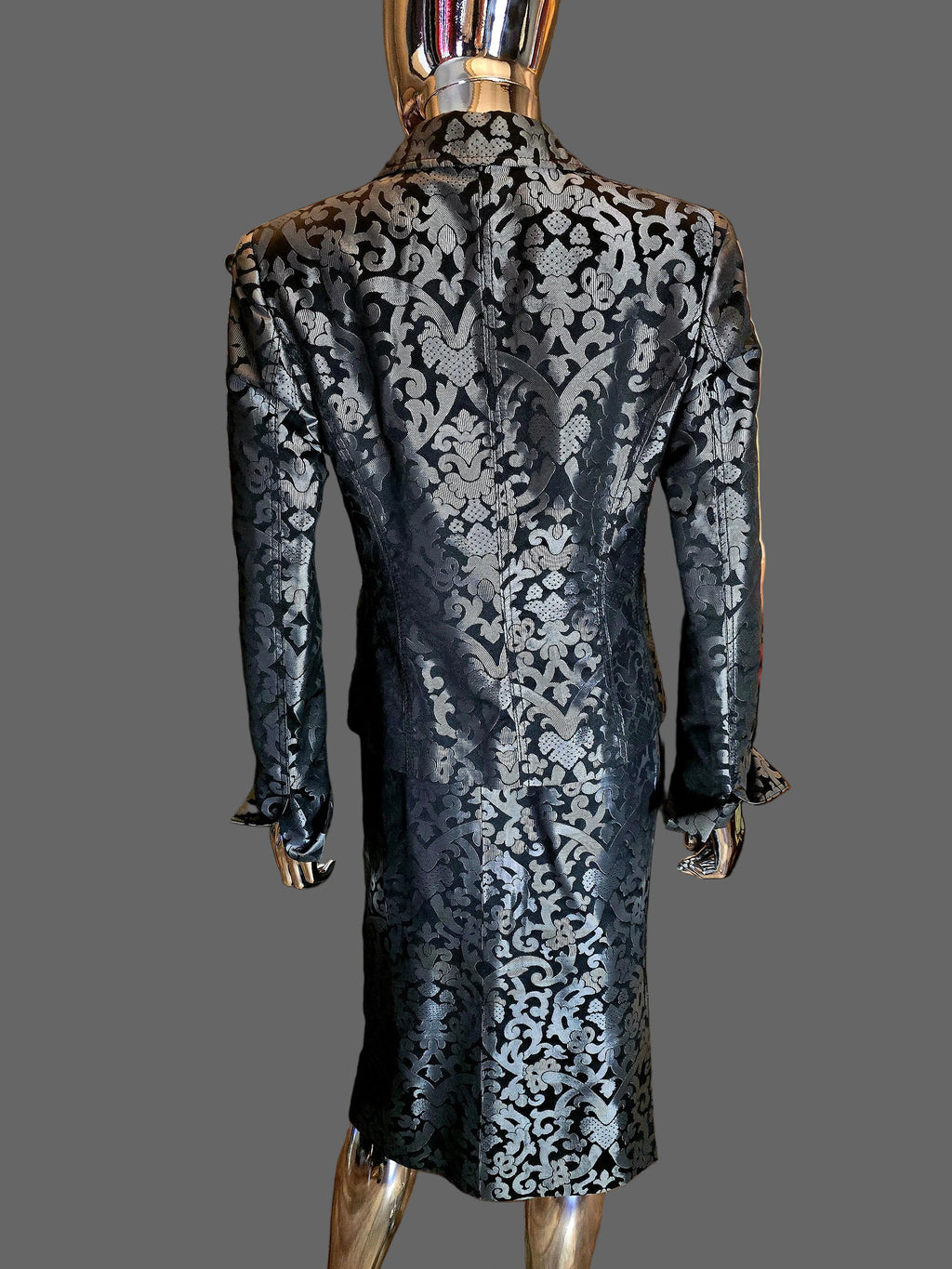 Gianfranco Ferré — Tailleur Jupe Gris Argent & Noir Vintage T38