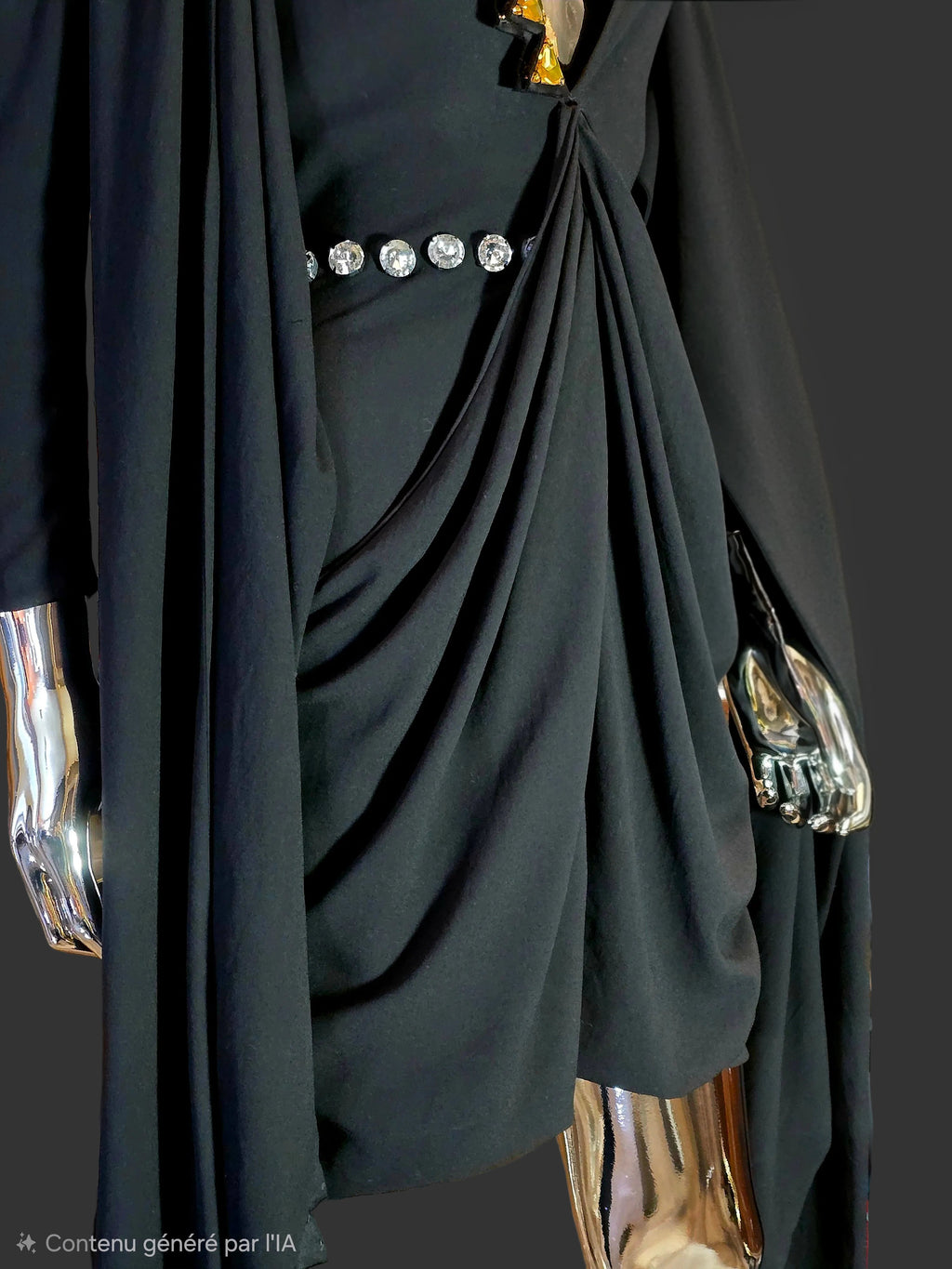 Givenchy – Robe de Soirée Épaules Dénudées & Triangles Dorés – T38