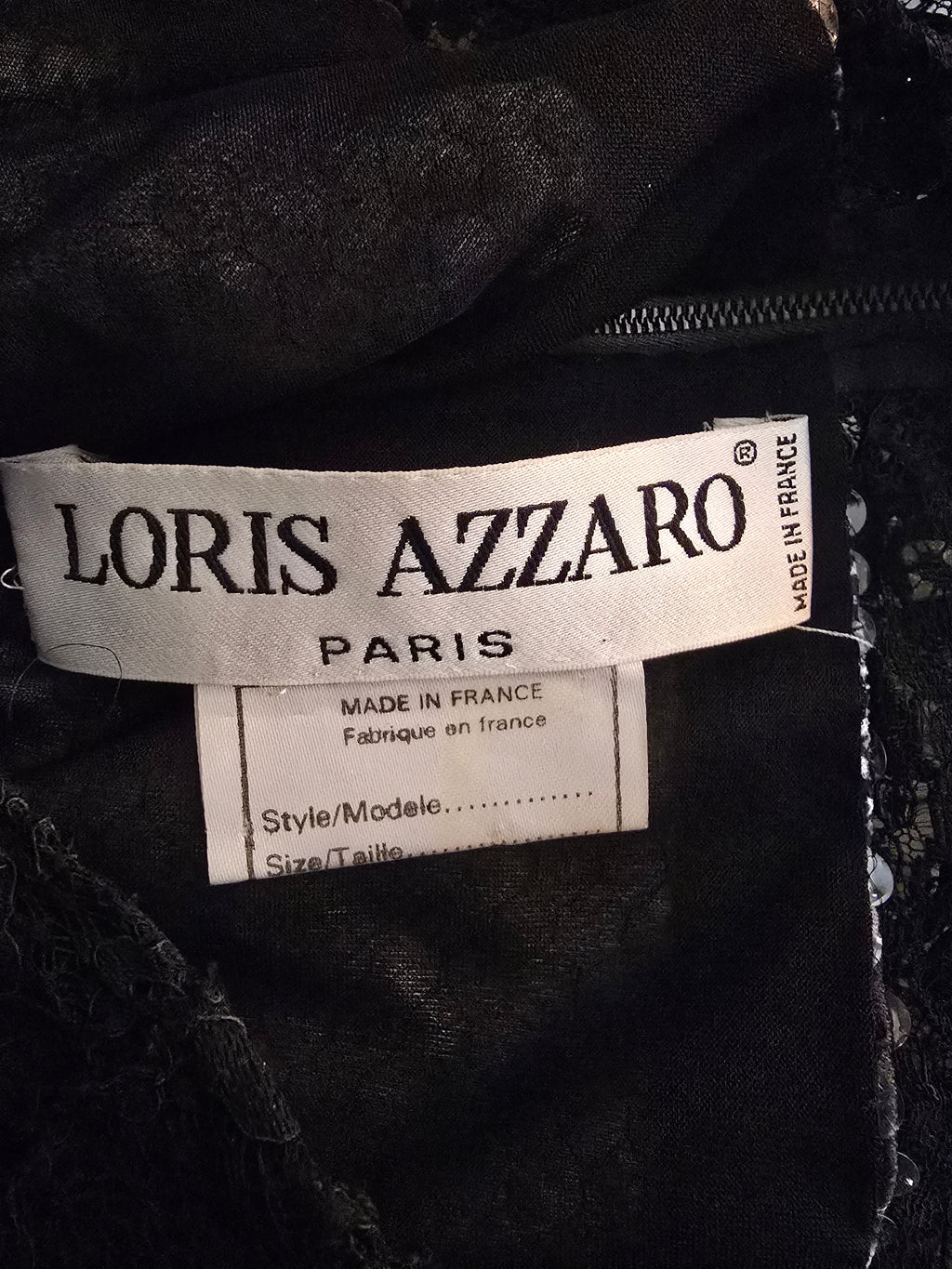 Loris Azzaro Robe Longue Sequins Reptile Dentelle Années 80 T40-42