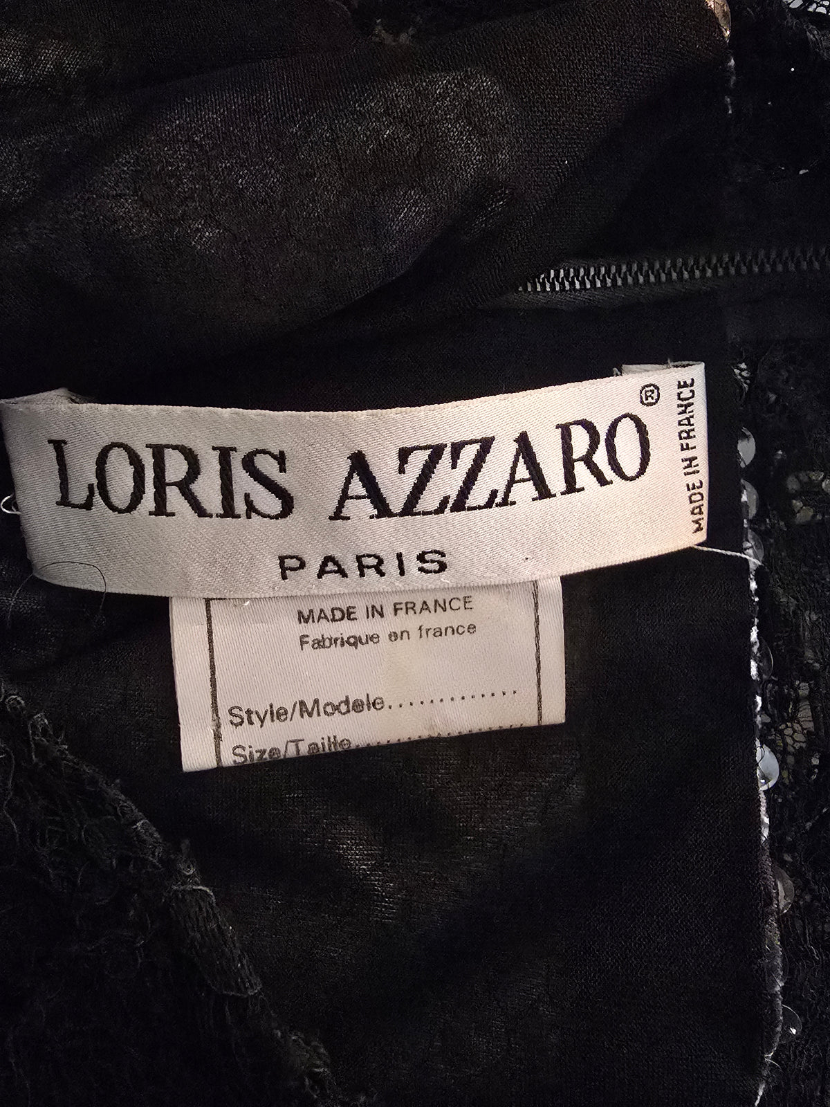 Loris Azzaro Robe Longue Sequins Reptile Dentelle Années 80 T40-42