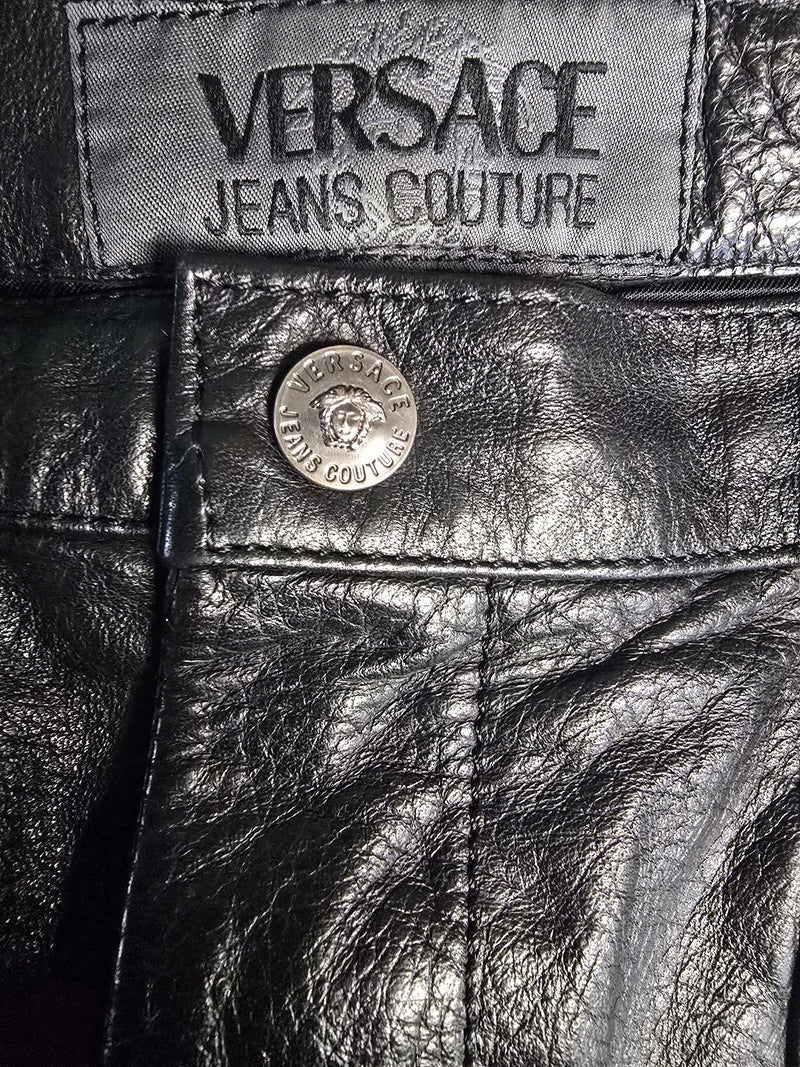 Versace mini jupe cuir noir - L.F Lusso