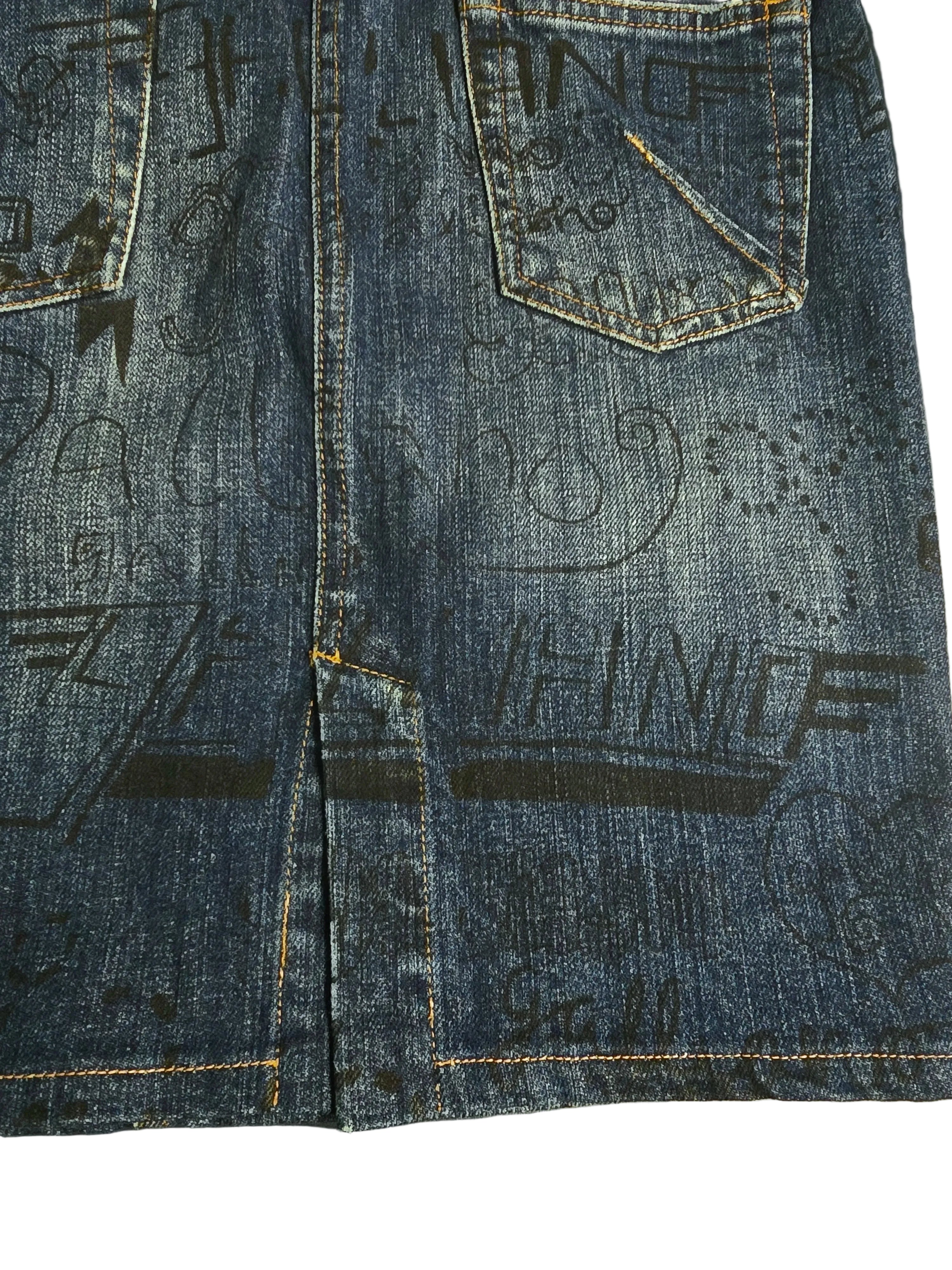 John Galliano Jupe Denim Graffitis T40