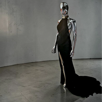 Alexandre Vauthier robe longue noire dos nu bijoux cou or - L.F Lusso