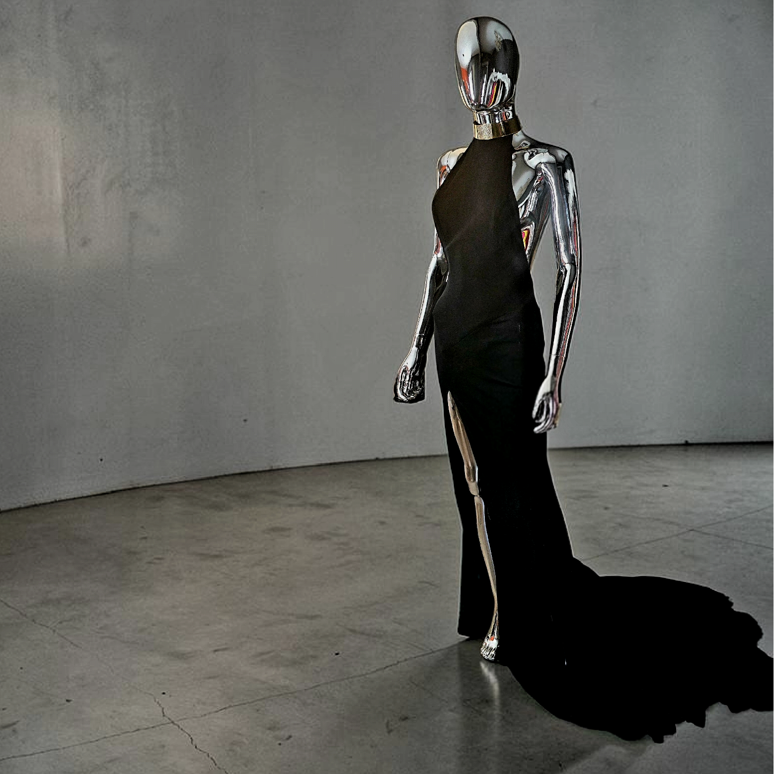 Alexandre Vauthier robe longue noire dos nu bijoux cou or - L.F Lusso