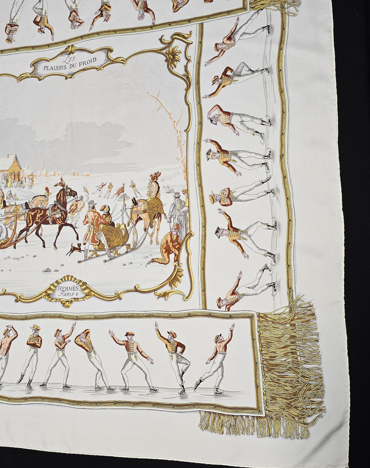 Hermès – Silk Scarf "Les Plaisirs du Froid" 90×90 cm – 1955