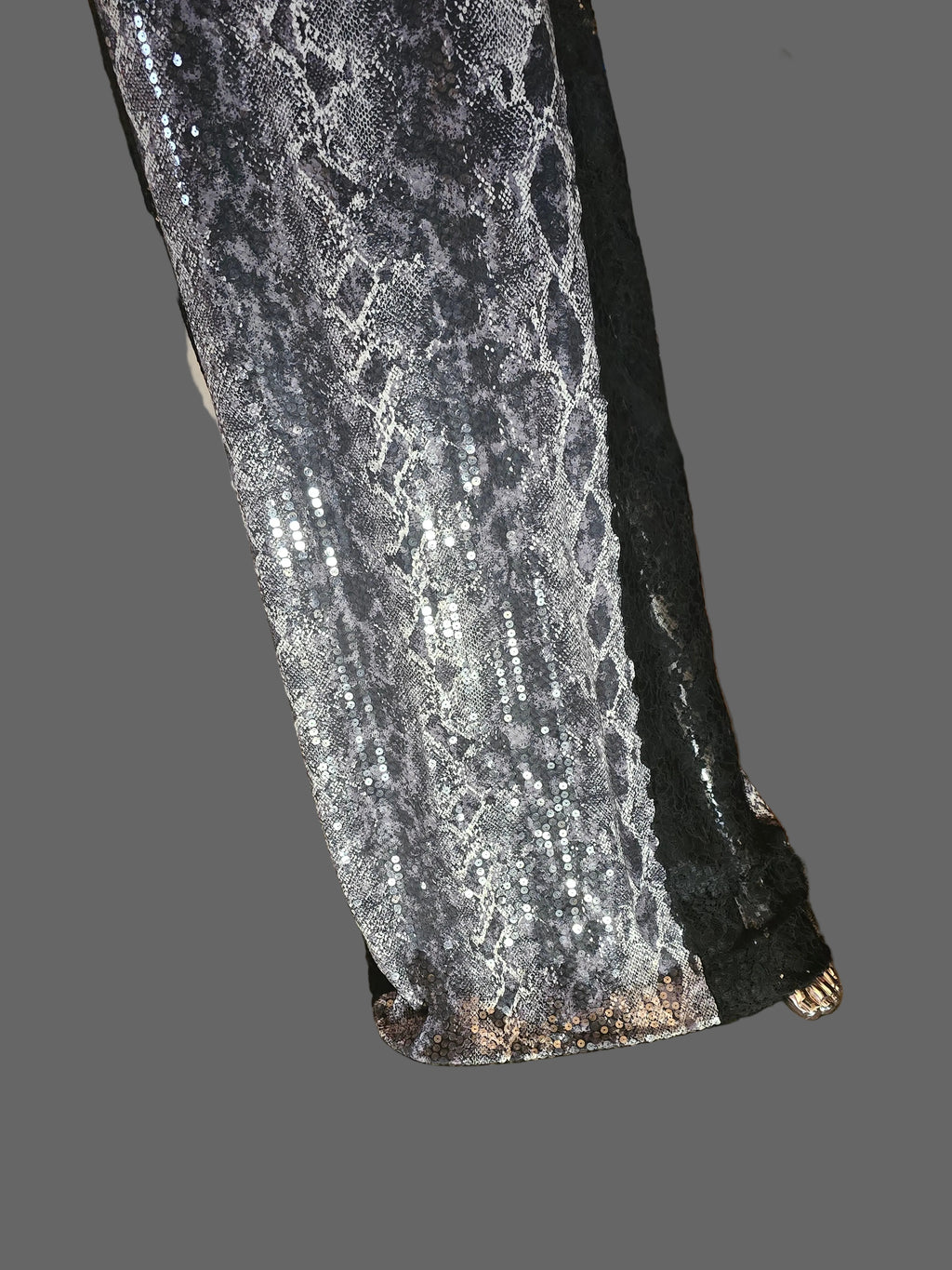 Loris Azzaro Robe Longue Sequins Reptile Dentelle Années 80 T40-42