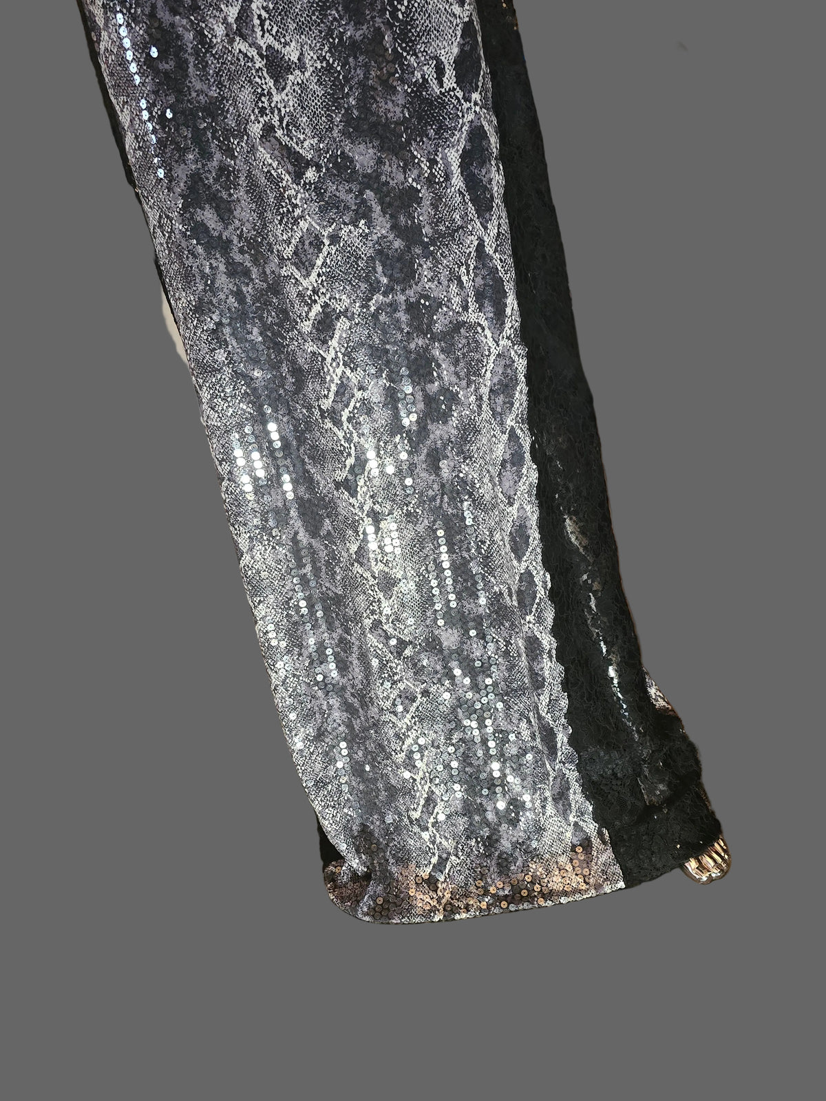 Loris Azzaro Robe Longue Sequins Reptile Dentelle Années 80 T40-42