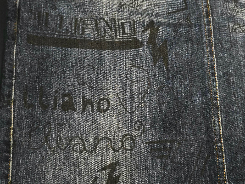 John Galliano Jupe Denim Graffitis T40