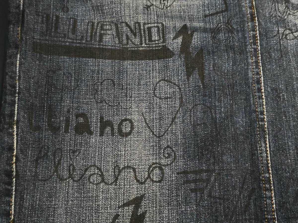 John Galliano Jupe Denim Graffitis T40