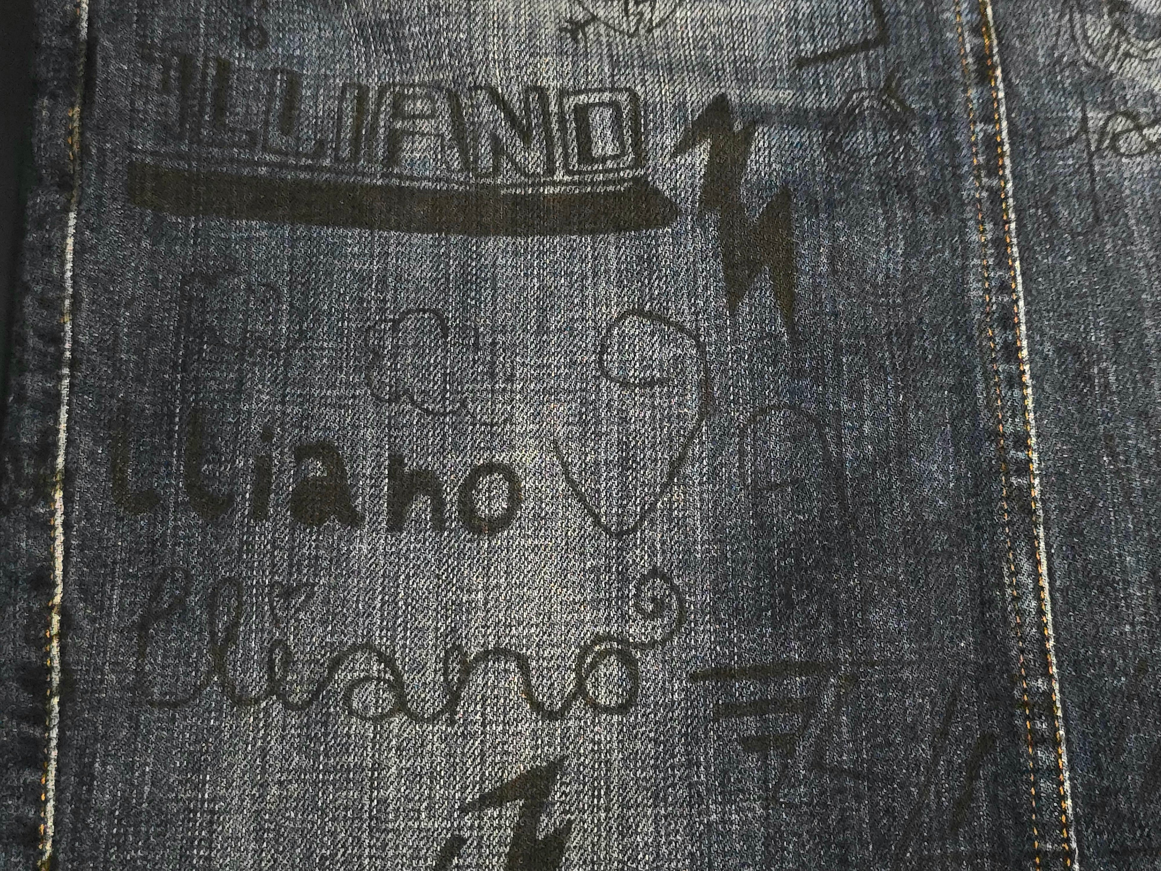 John Galliano Jupe Denim Graffitis T40
