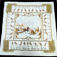 Hermès silk scarf s plaisirs du froid 1995 Hugo Grygkar 90*90 beige - 
L.F Lusso
