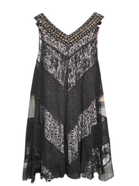 robe courte en voile léopard col clouté - L.F Lusso