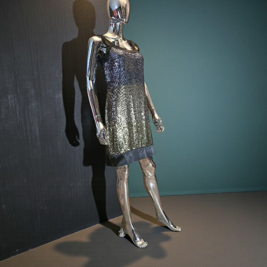 John Galliano silver and gold sequin dress size 40 vintage  L.F Lusso