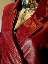 Blouson en cuir façon croco rouge - L.F Lusso