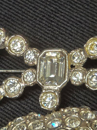 Yves Saint Laurent Broche Cœur & Nœud Argentée Cristal Années 2000