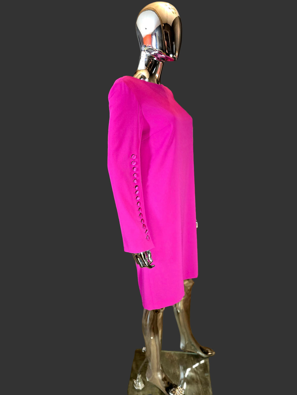 Escada – Robe Rose Col Rond & Boutons aux Manches – T38/40