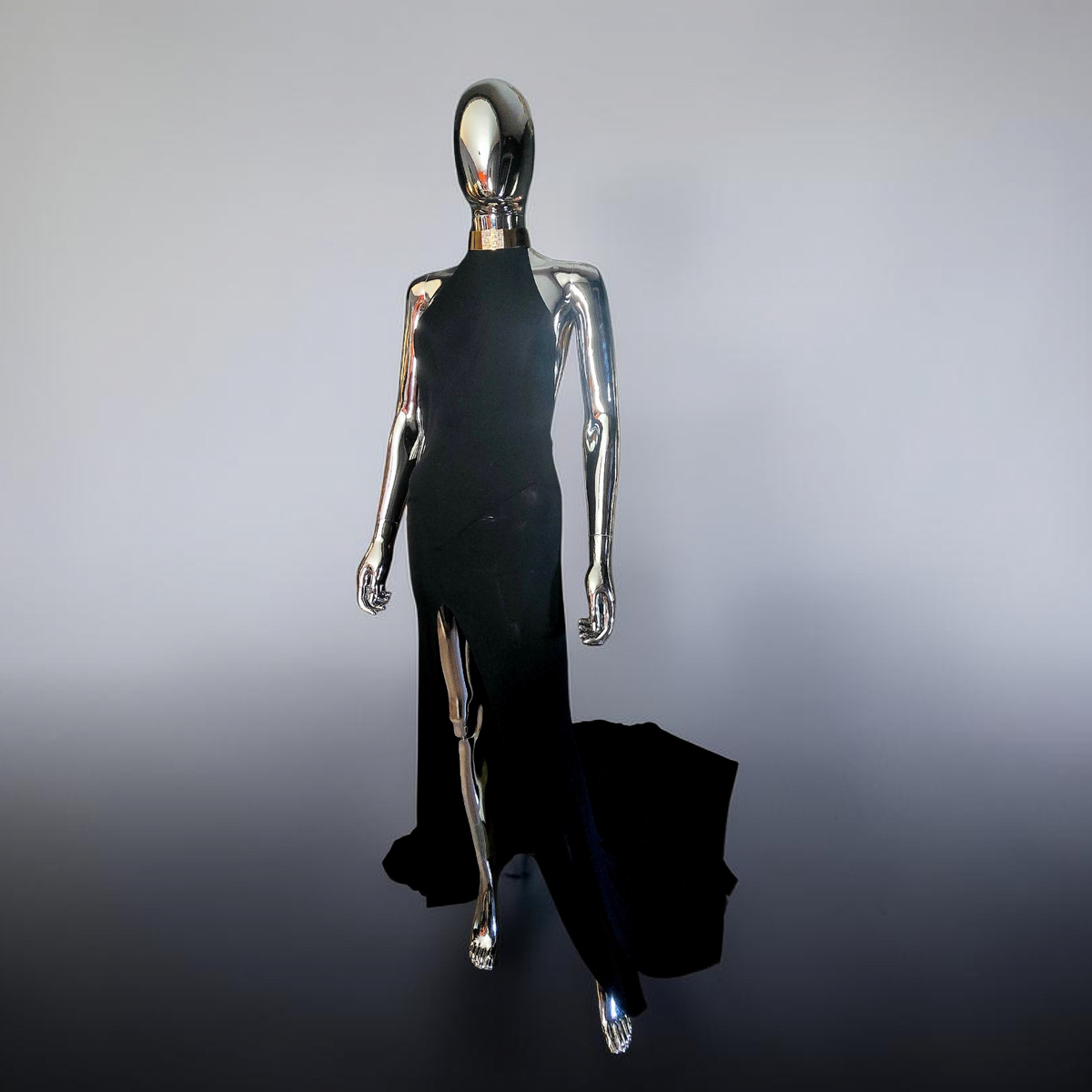 Alexandre Vauthier robe longue noire dos nu bijoux or - L.F Lusso