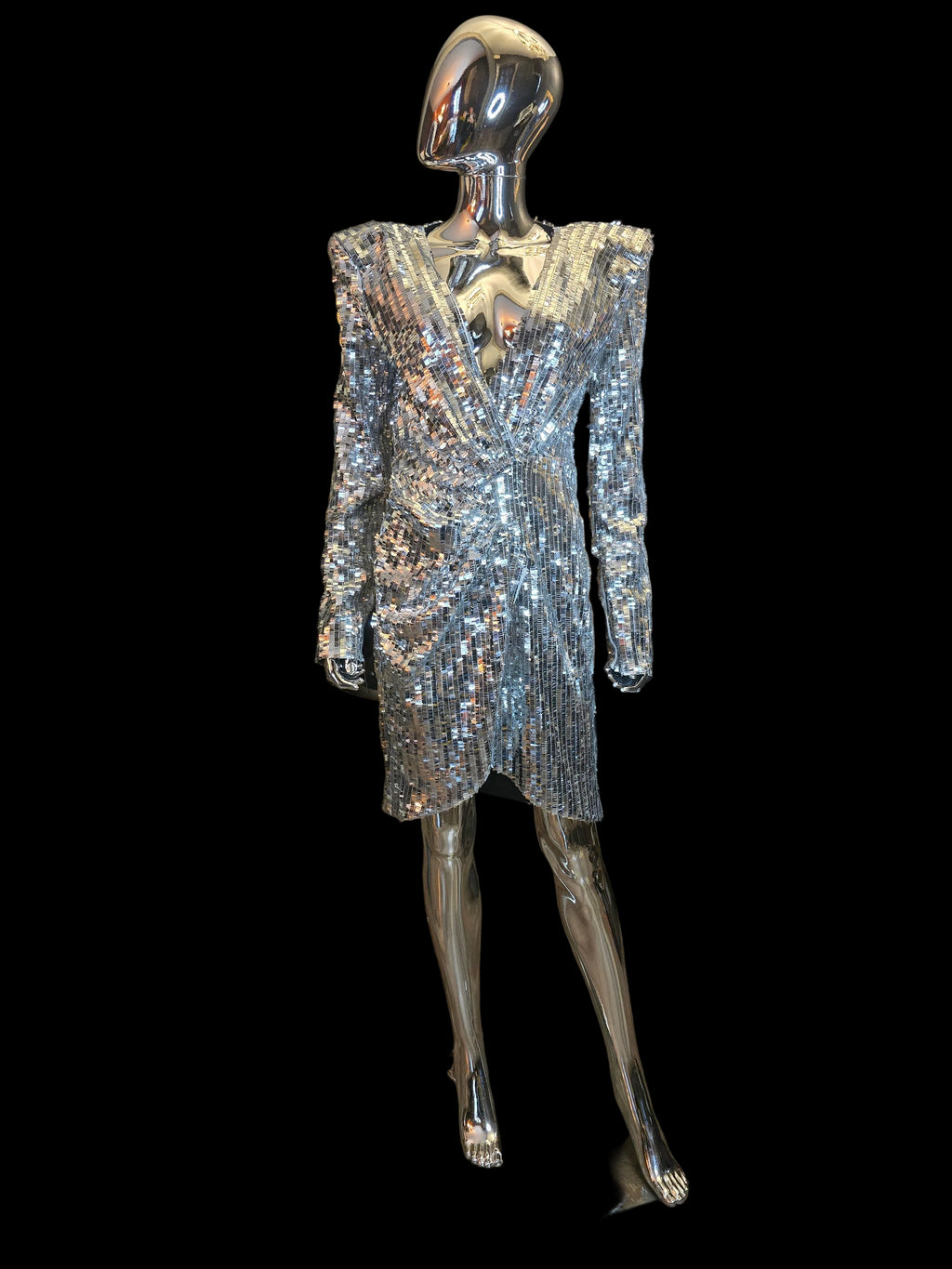 Azzaro — Robe de Soirée Facettes Argentées T40