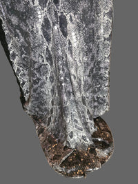 Loris Azzaro Robe Longue Sequins Reptile Dentelle Années 80 T40-42