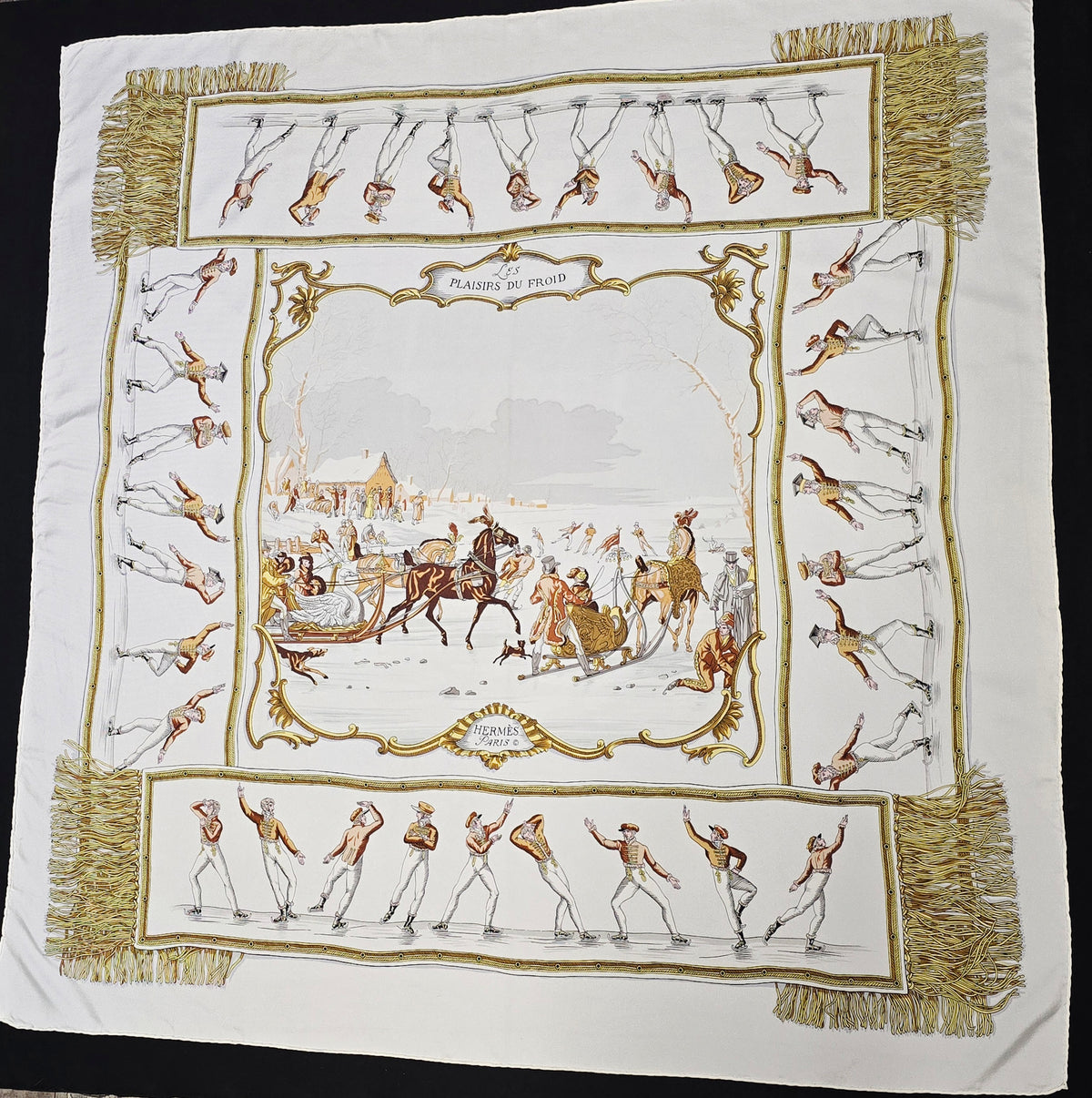 Hermès – Silk Scarf "Les Plaisirs du Froid" 90×90 cm – 1955