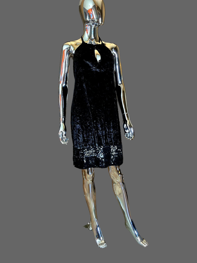Versace robe noire velours ras et strass - L.F Lusso