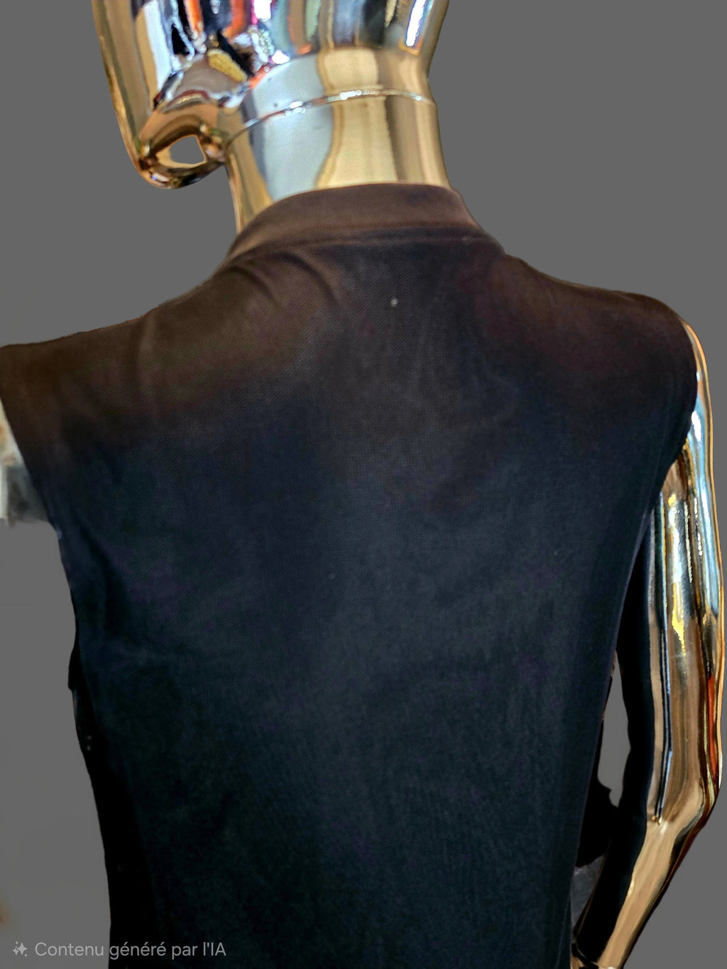 Alexander McQueen – Robe de Soirée Noire & Sequins Argent Voile Tulle – T38