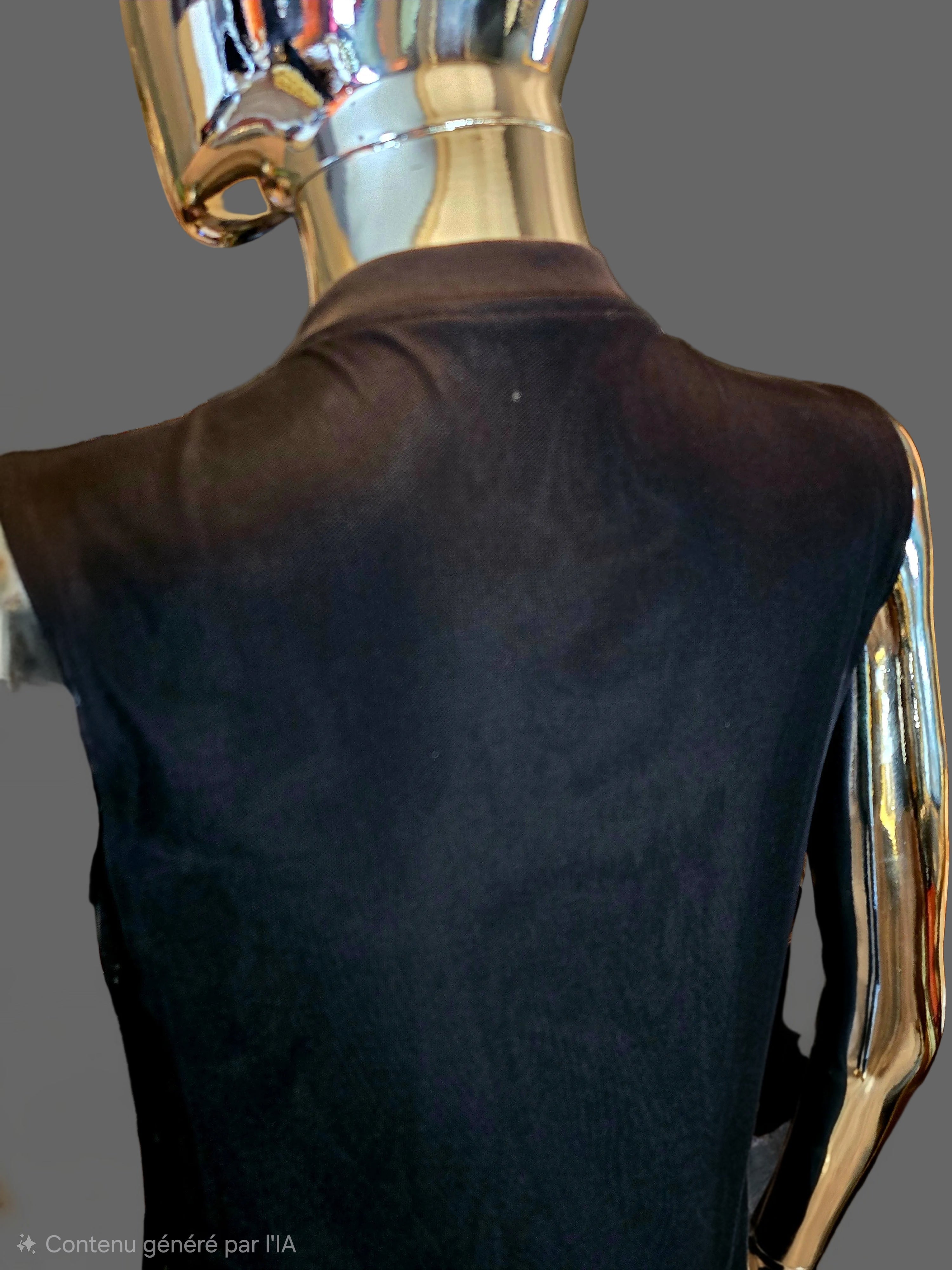 Alexander McQueen – Robe de Soirée Noire & Sequins Argent Voile Tulle – T38