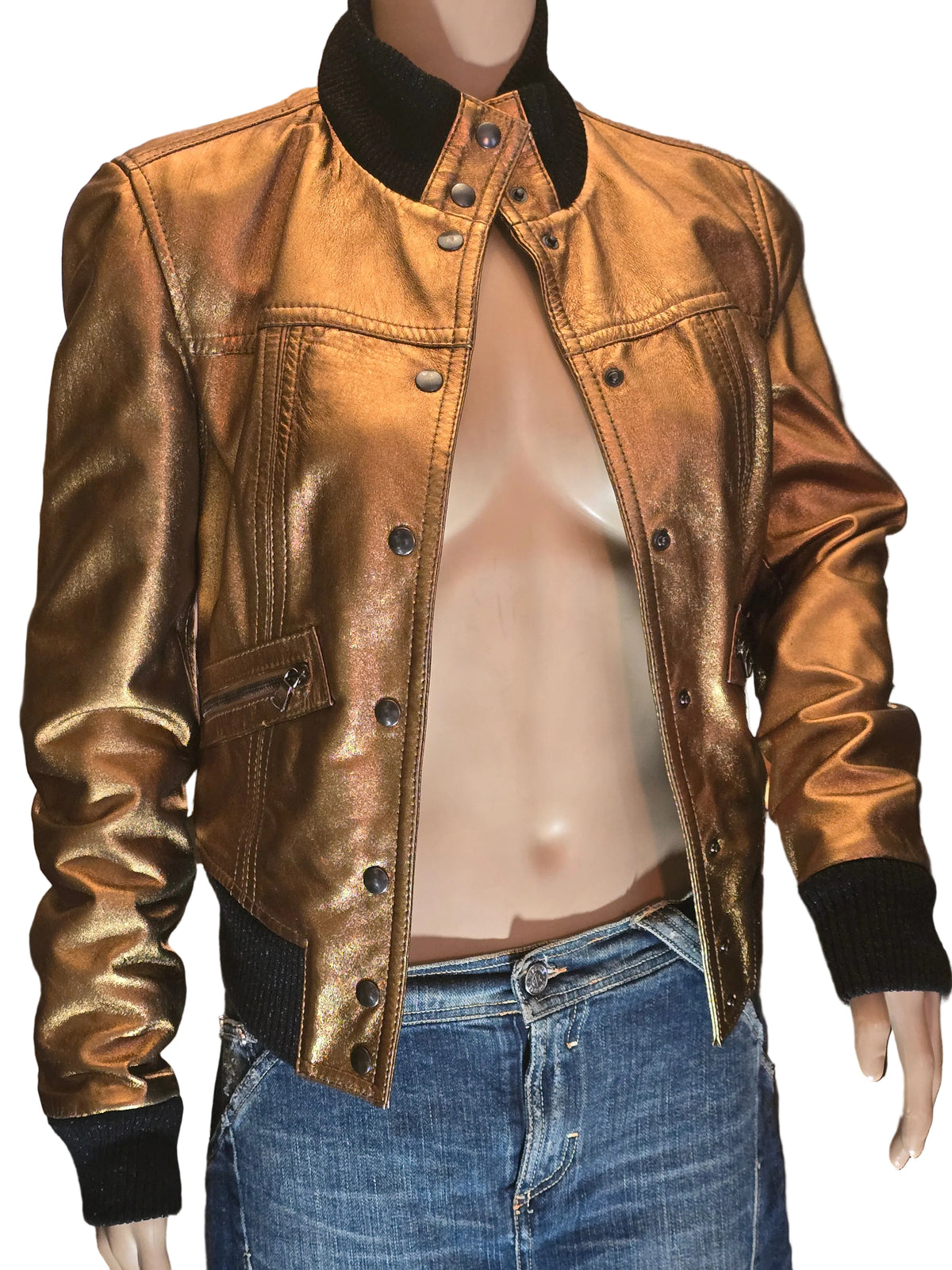 D&G blouson en cuir doré - L.F Lusso