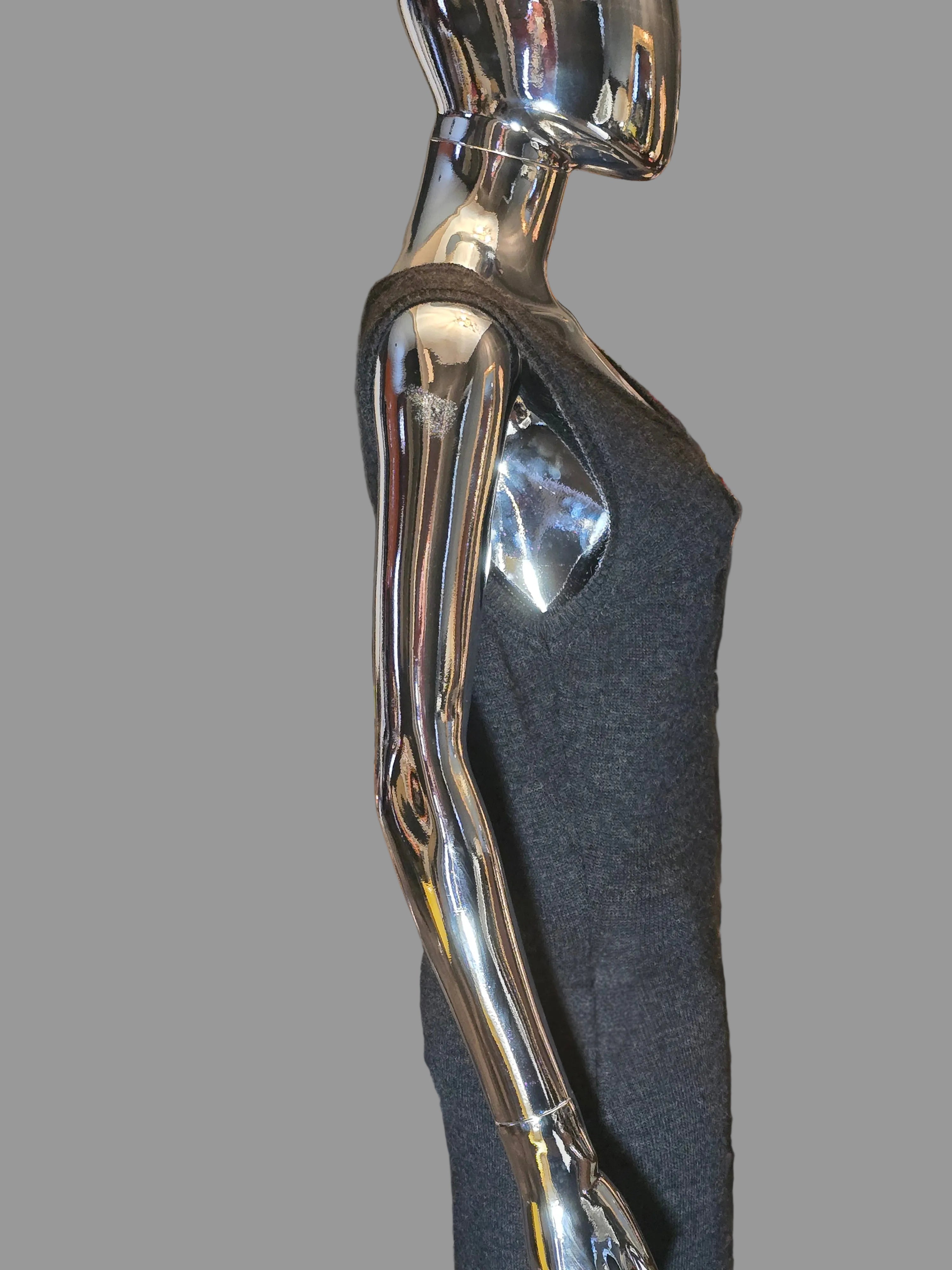 Dolce & Gabbana Robe Longue Grise en Laine T40