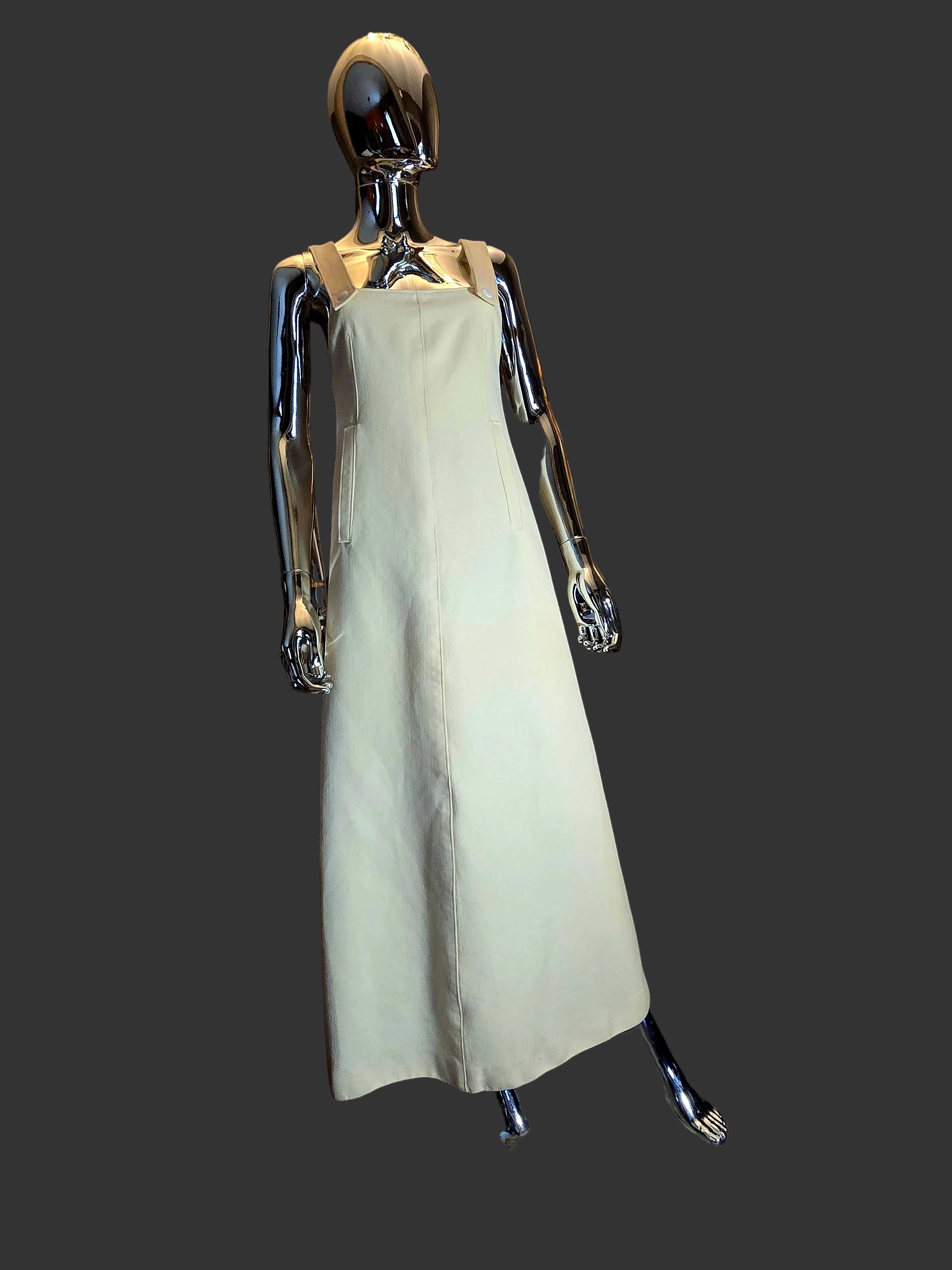 Courrèges — Robe Longue Vintage Années 70 Beige T38