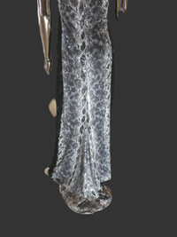 Loris Azzaro Robe Longue Sequins Reptile Dentelle Années 80 T40-42