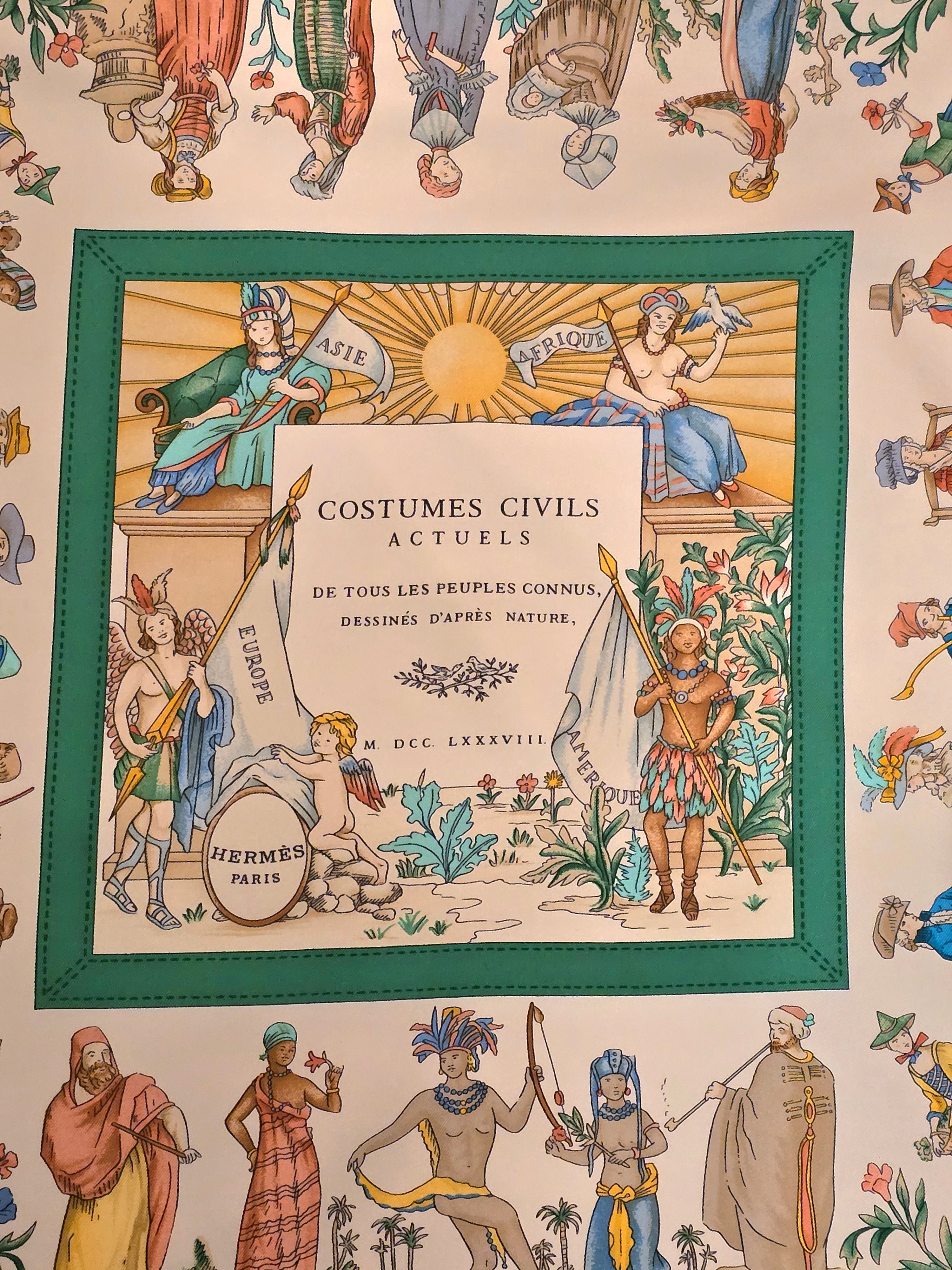 Hermès "costumes civils actuels" carré de soie