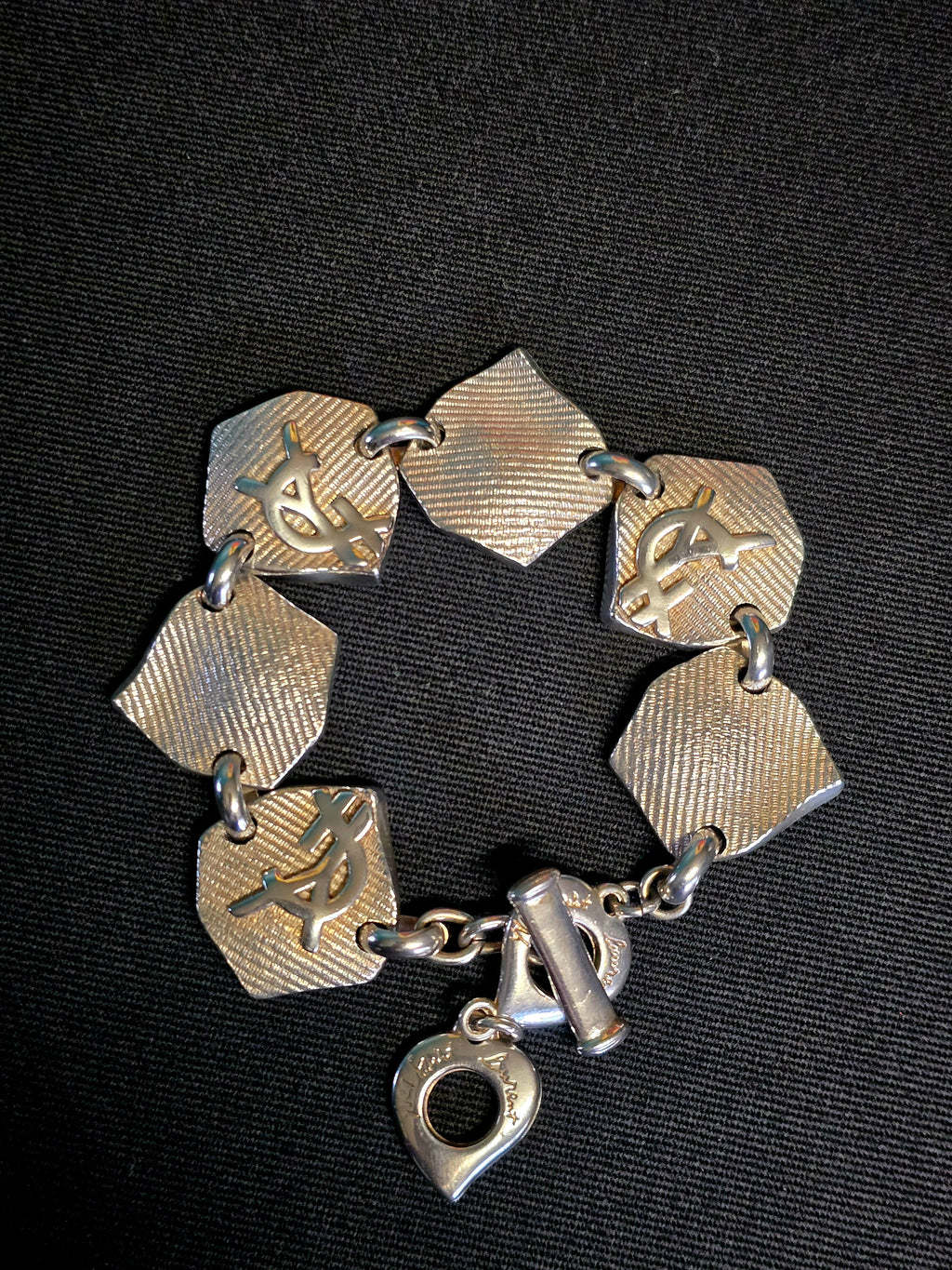 YSL bracelet métal argenté