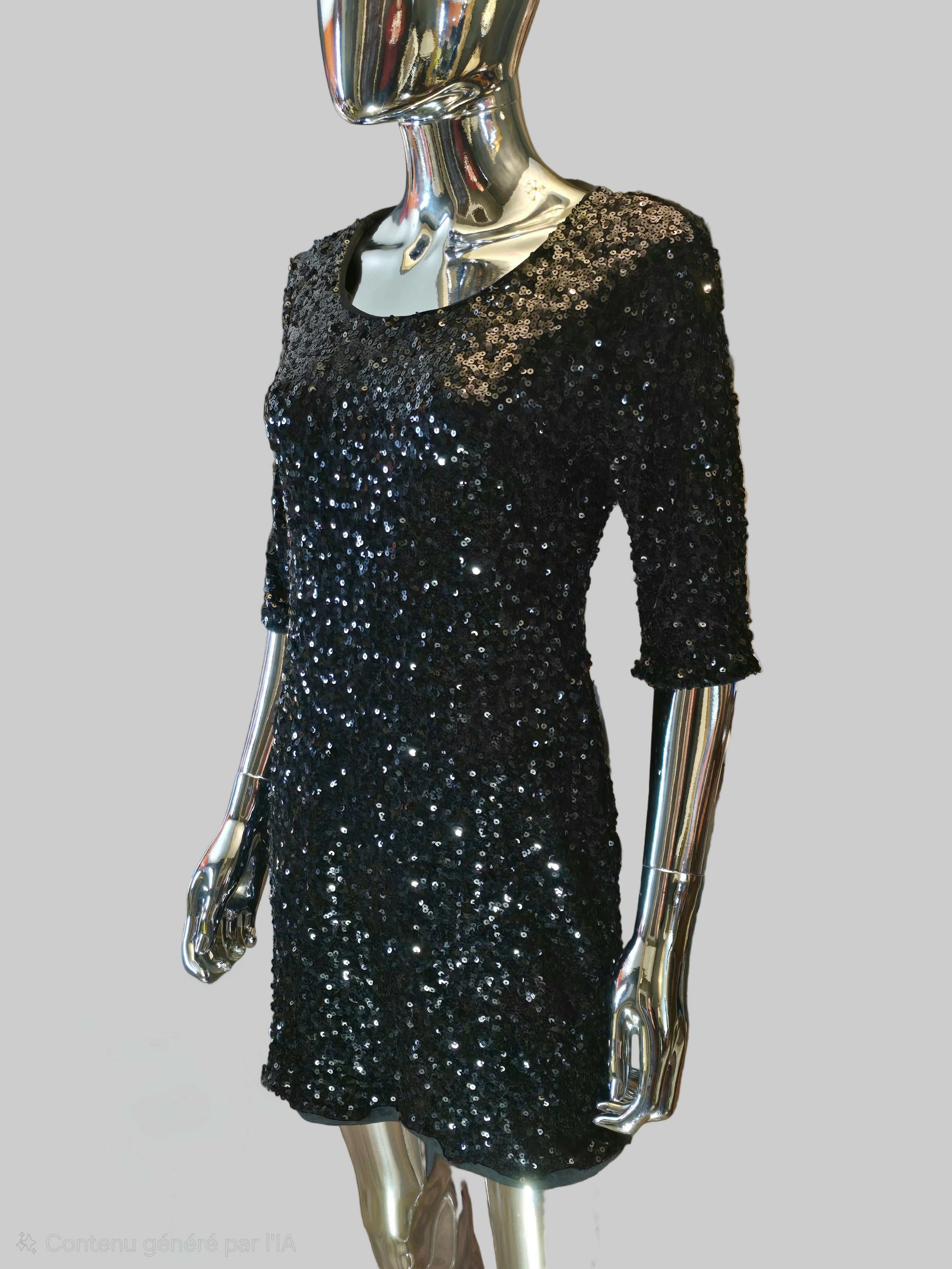 Dolce & Gabbana Robe de Soirée Sequins Noirs T38