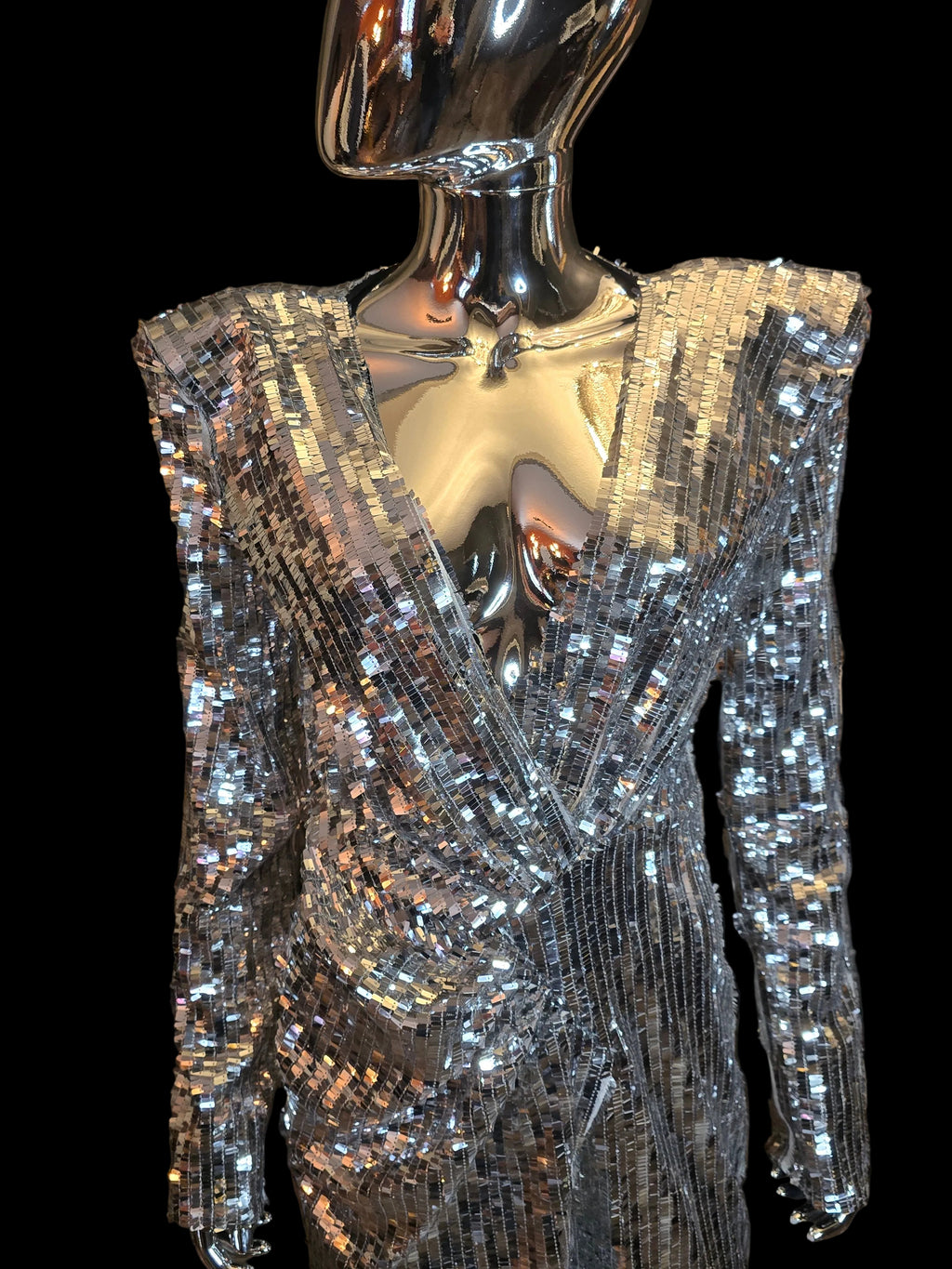 Azzaro — Robe de Soirée Facettes Argentées T40