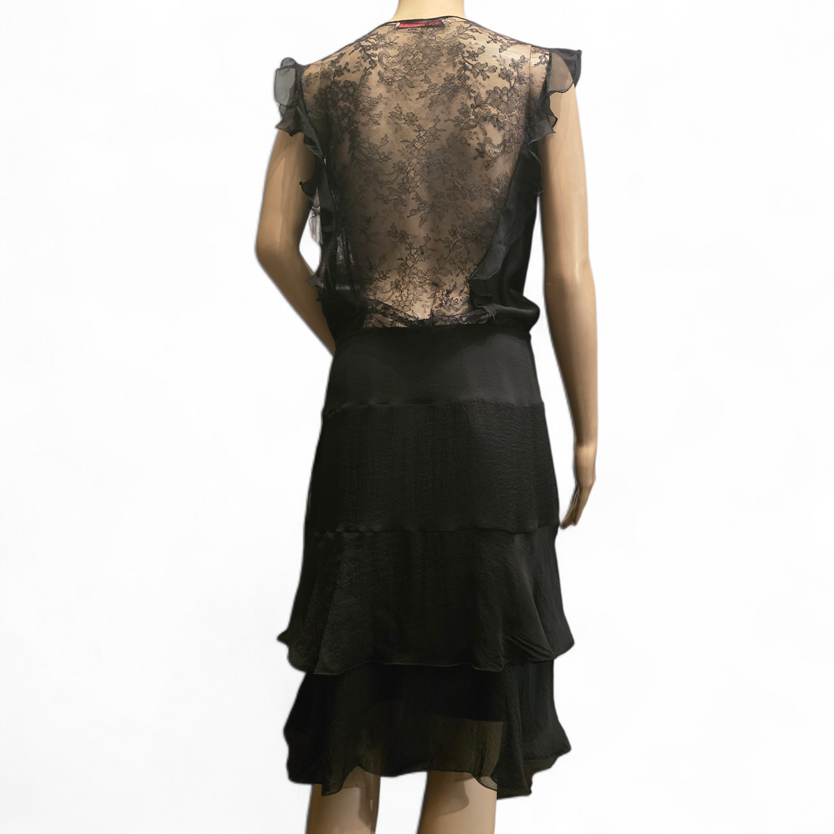 Valentino – Robe en Crêpe de Soie Noire – Décolleté Plongeant – T36/38