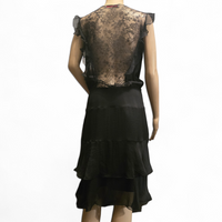 Valentino – Robe en Crêpe de Soie Noire – Décolleté Plongeant – T36/38