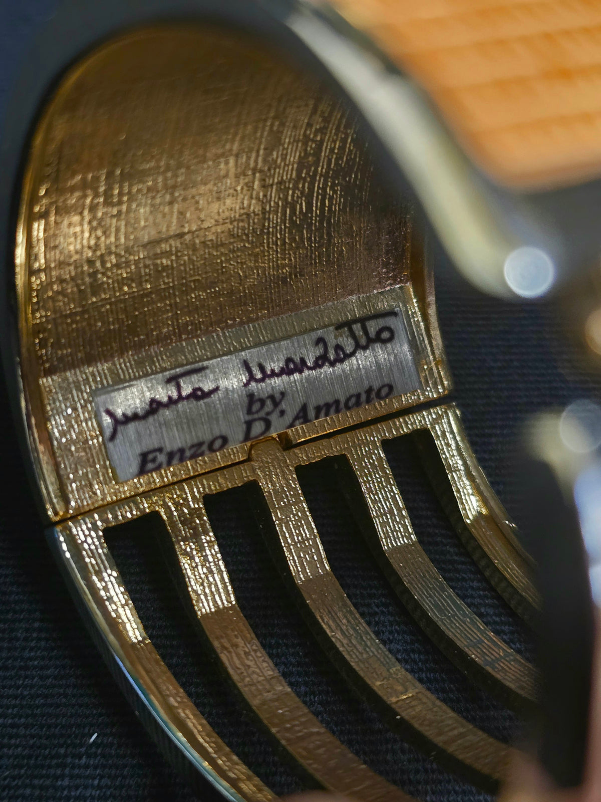 Marta Marzatto Bracelet Manchette Doré Cuir Tête de Mort Strass