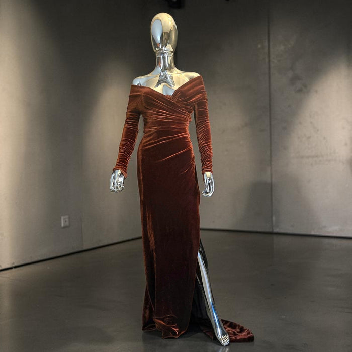 Alexandre Vauthier robe de défilé en velours marron T36 neuve - L.F Lusso
