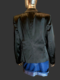 Dolce & Gabbana – Veste de Costume Noire Légèrement Brillante & Doublure Léopard – T40 (IT44)