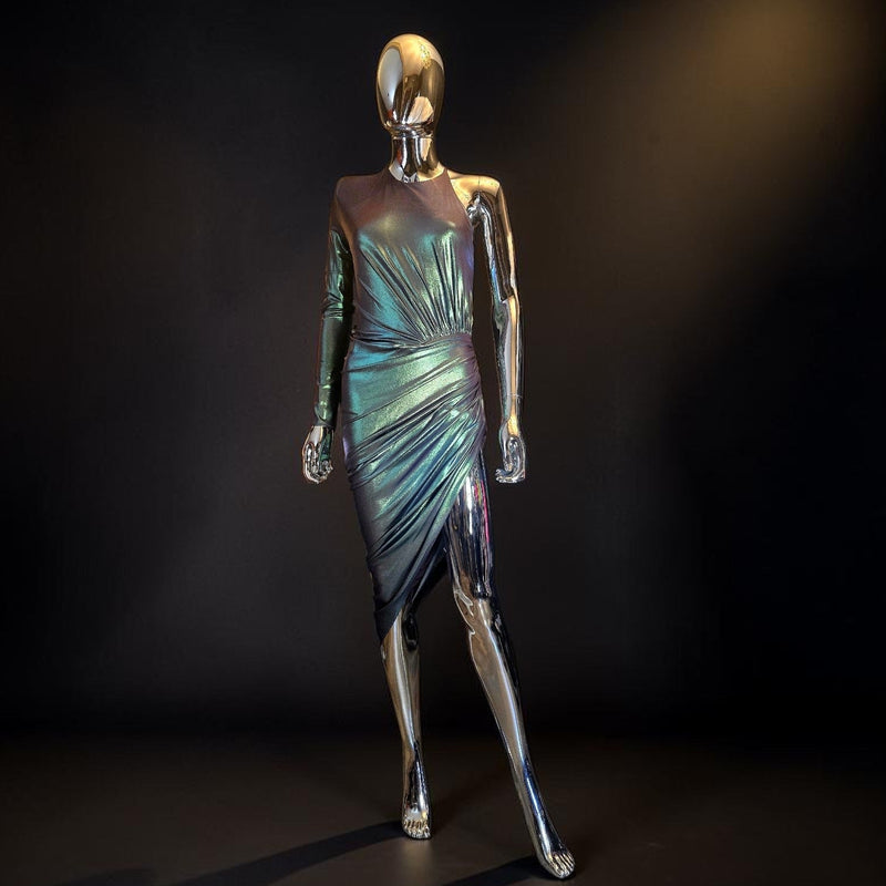 Robe de soirée asymétrique verte métallisée T38 neuve Alexandre Vauthier - L.F Lusso